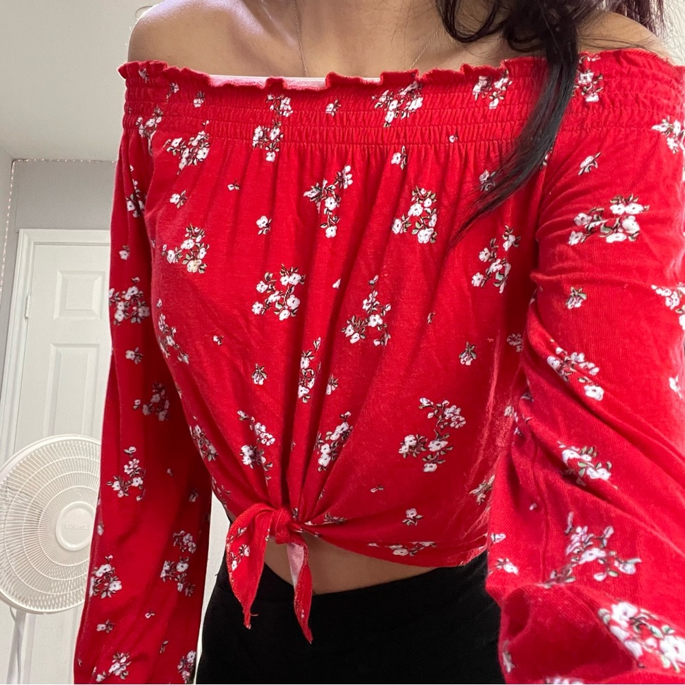 divided by h&m red off the shoulder top